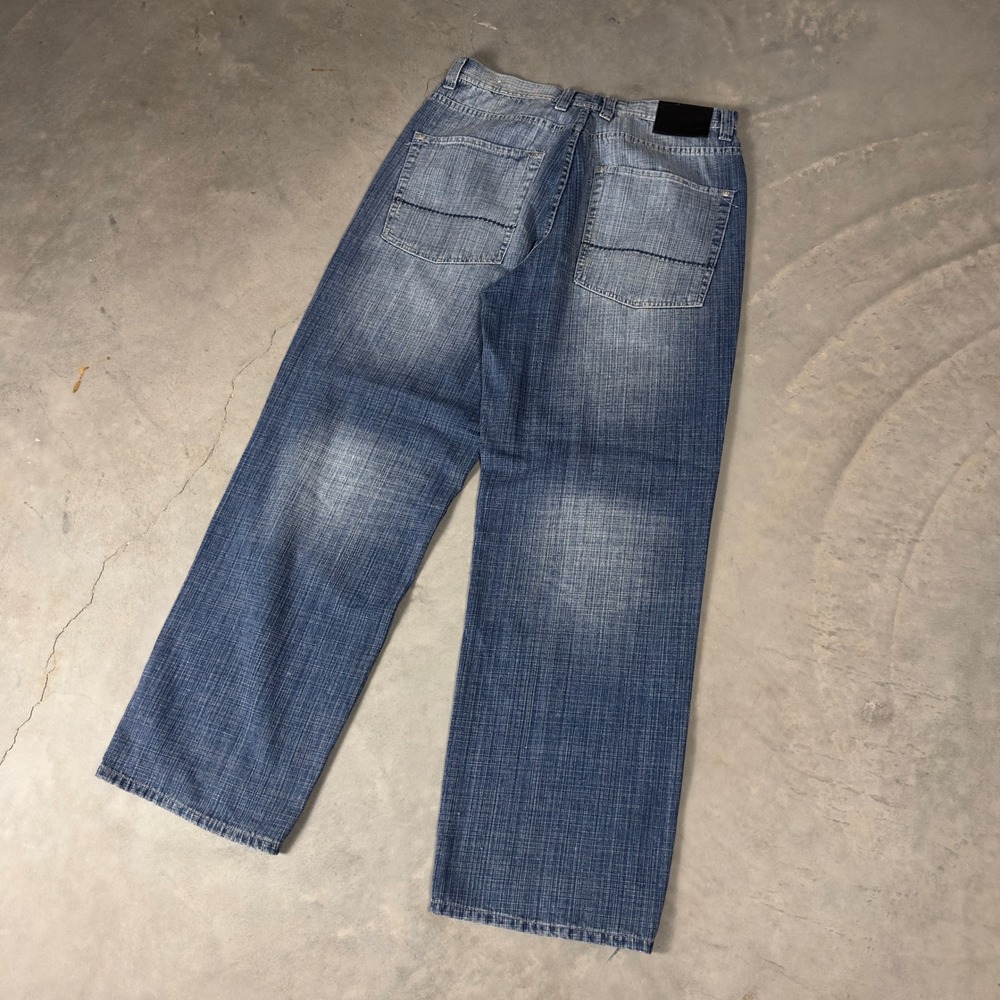 Vintage‎ Y2K Koman Jeans Baggy Denim Mens 36x34 Blue Crosshatch Southpole Style